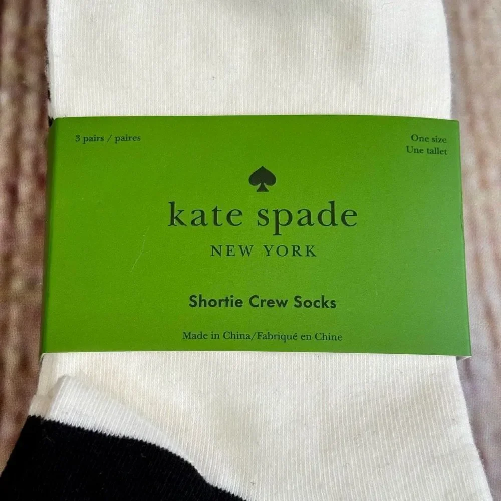 Kate Spade New York Apple Pretzel Hot Dog Striped Shortie Crew Socks Womens NWT